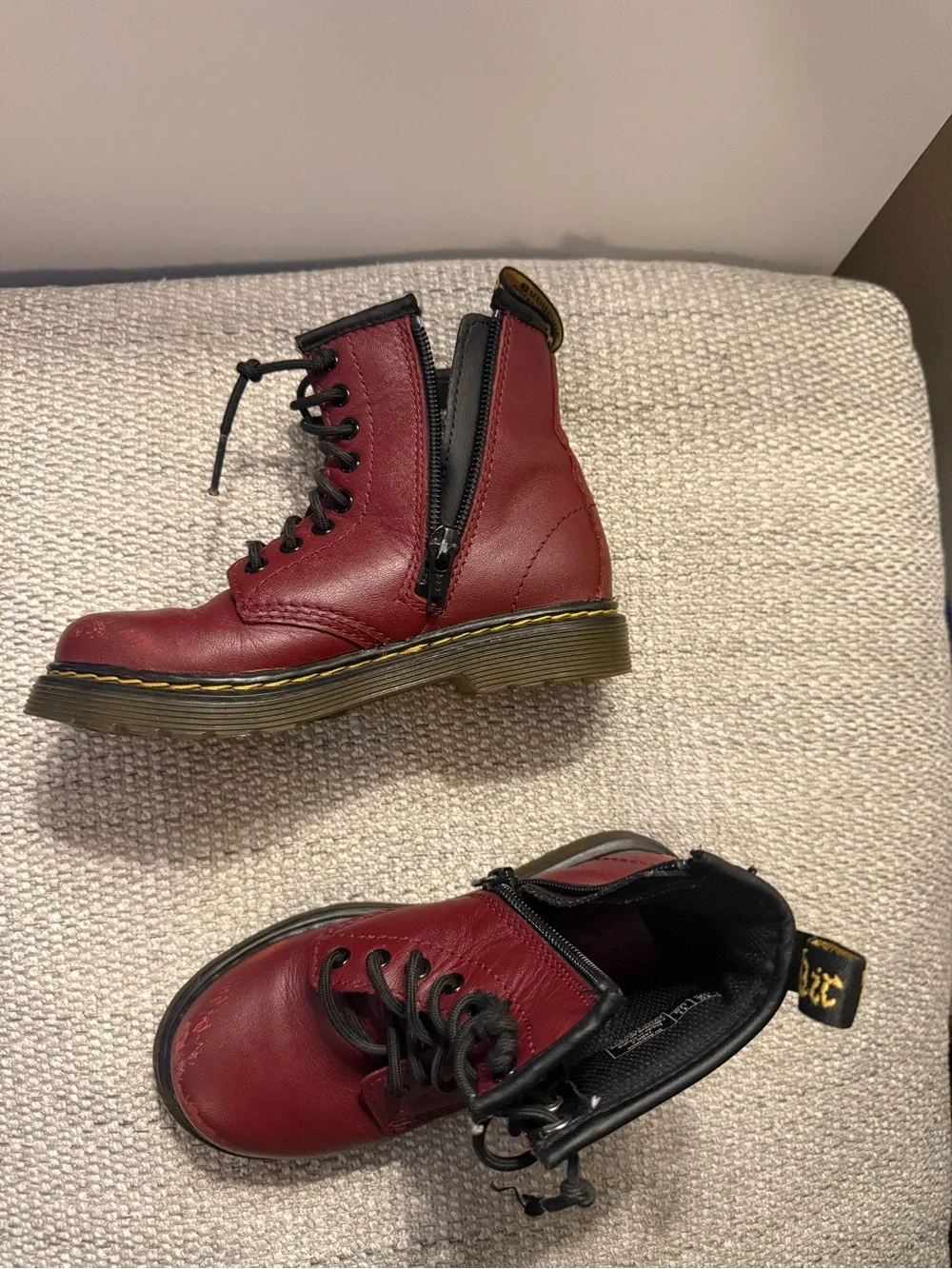Dr. Martens Kids Cherry Red Lace-Up Ankle Boots